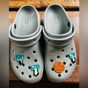 Silver Glitter Crocs Platform Women’s Size 8 Squid Game Gibbits Included